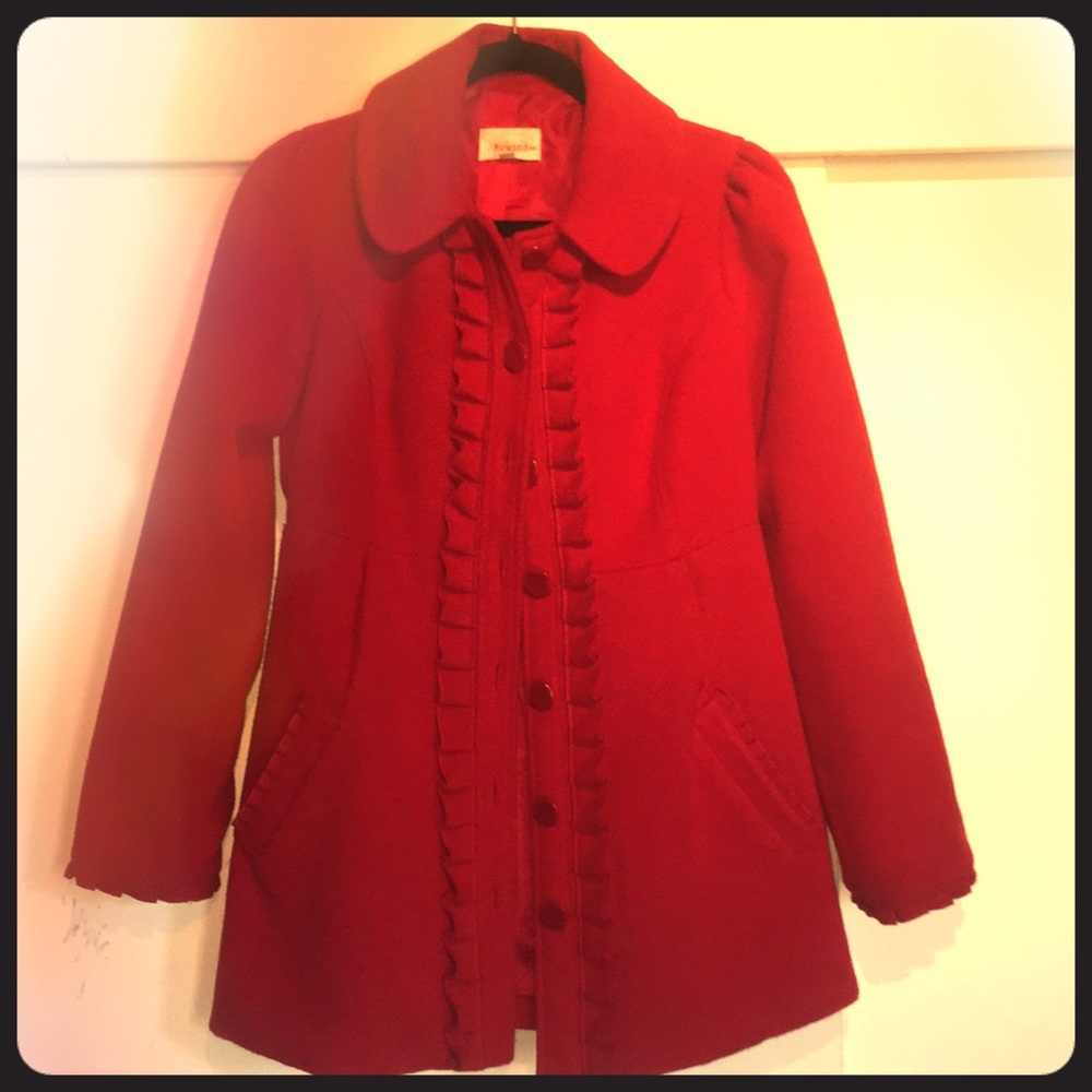 Adorable red pea coat jacket